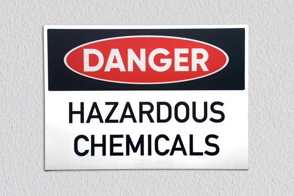 Danger chemicals, transparent sticker