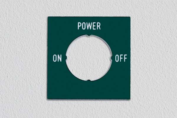 Switch label, engraved plastic